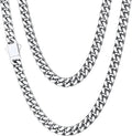 ChainsHouse Stainless Steel Mens Cuban Link Chain, Black/ 18K Gold Plated Miami Cuban Chain