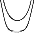 ChainsHouse Waterproof Braided Black Leather Necklace Cord with Clasp, Men Women DIY Rope