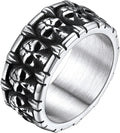 ChainsHouse Skull Rings for Men, Stainless Steel/Black Plated Gothic Rings, Skeleton Cocktail